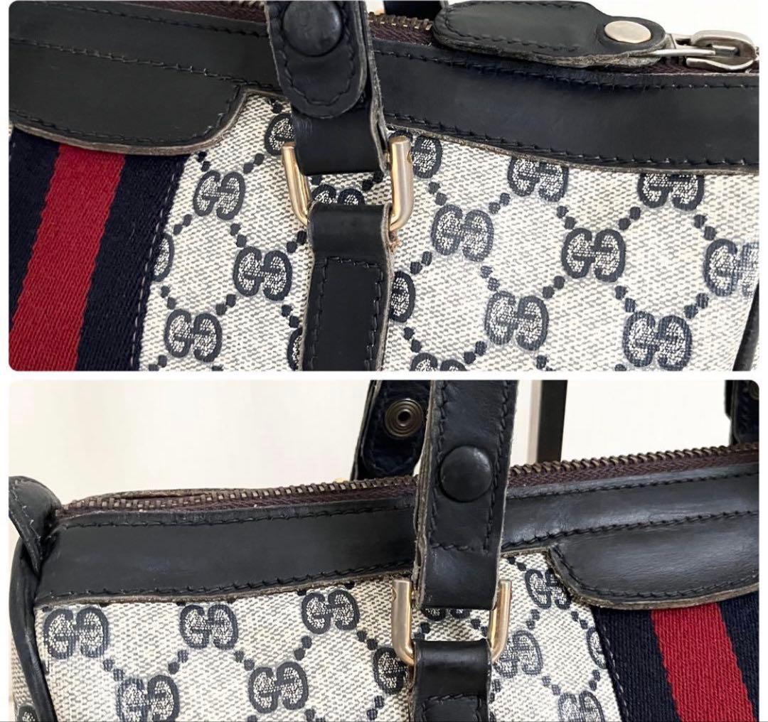 希少GUCCIヴィンテージ ボストンバッグ シェリーライン GG柄　持ち手調整可