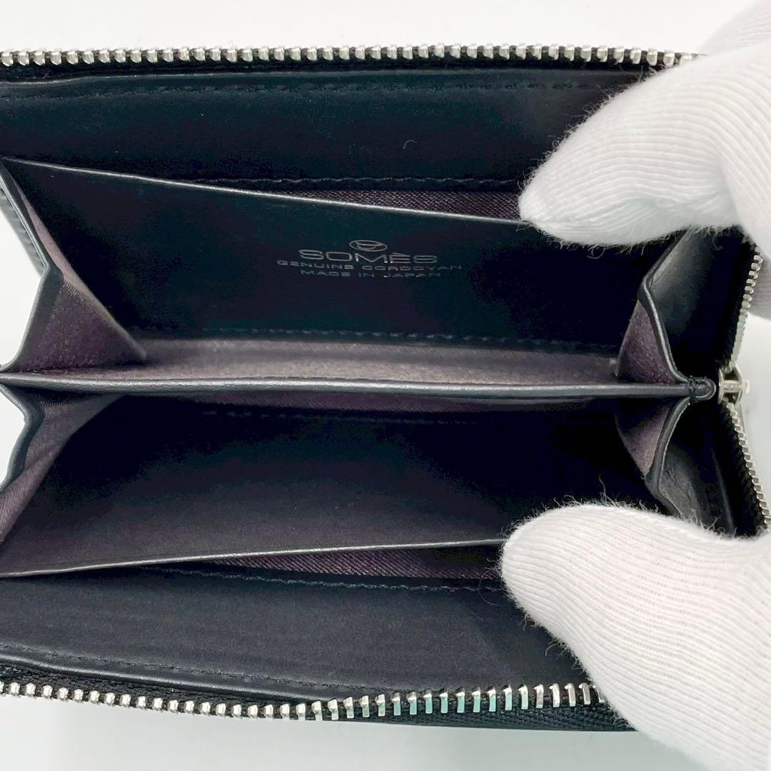 美品　ソメスサドル　コードバン　コンパクトウォレット　L字ファスナー　ブラック