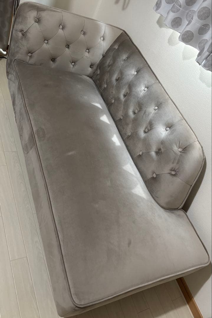 LOWYA ロウヤ ソファ 2人掛け カウチソファ ベルベット調 グレー