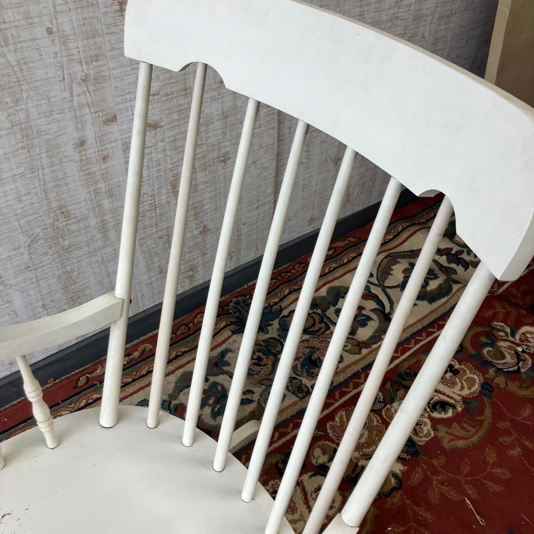 昭和レトロ 飛騨産業 キツツキ 木製 ロッキングチェア アームチェア ホワイト