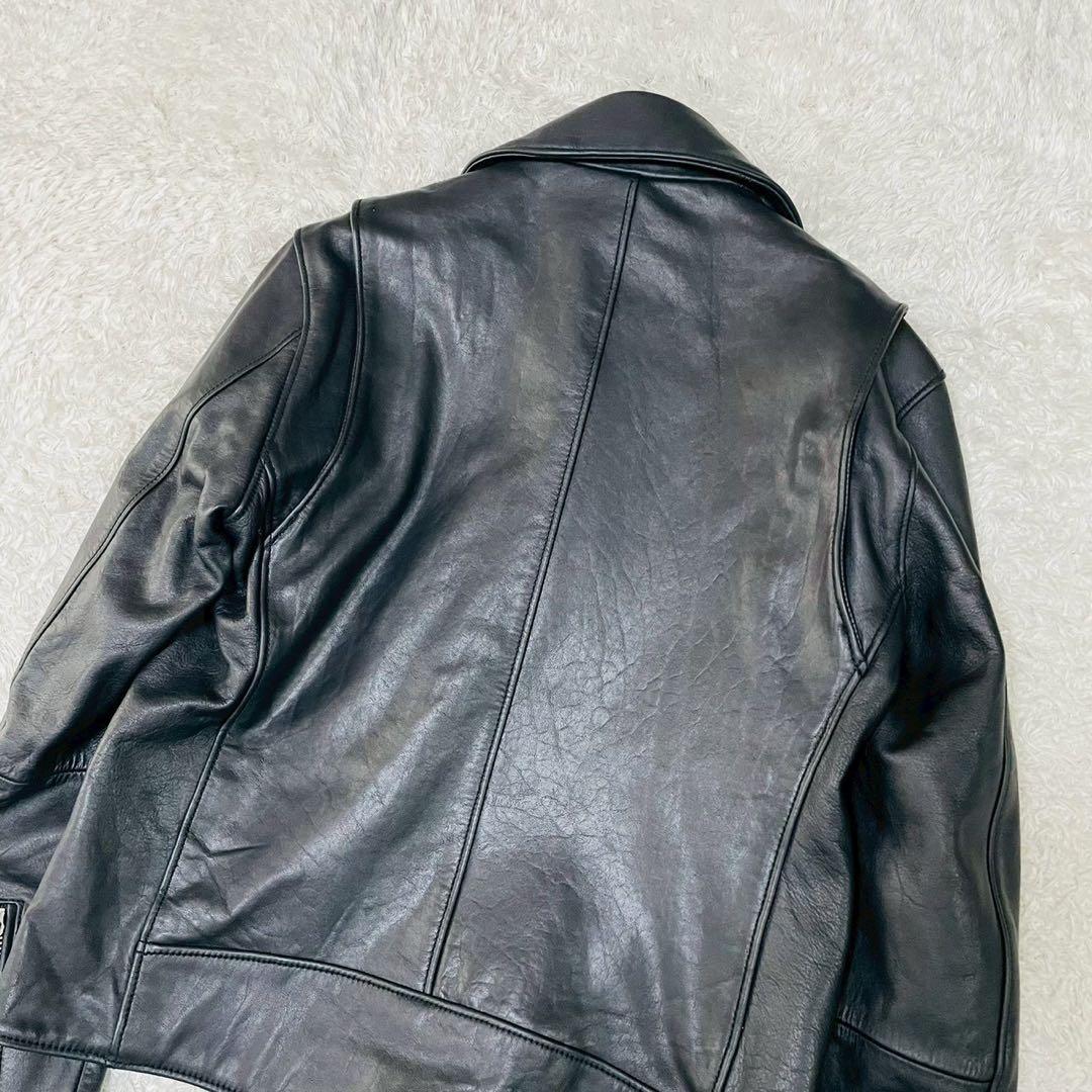希少XL 美品　ユナイテッドアローズ　ダブルライダースジャケット　ブラック　牛革