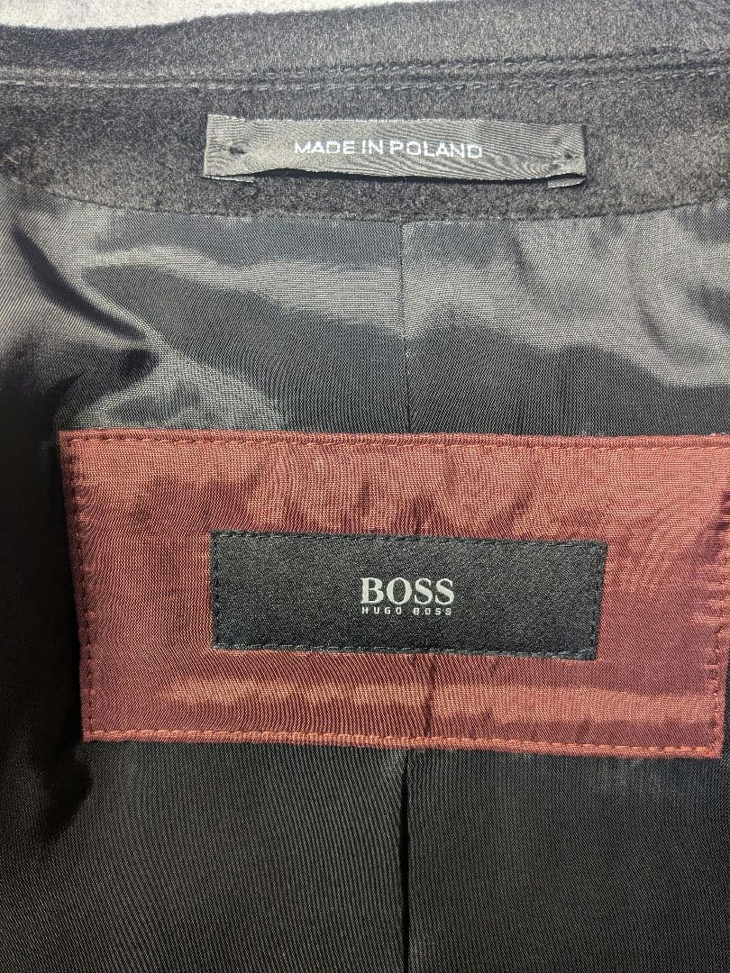 ヒューゴボス HUGO BOSS チェスターコート 黒 カシミヤ 100％