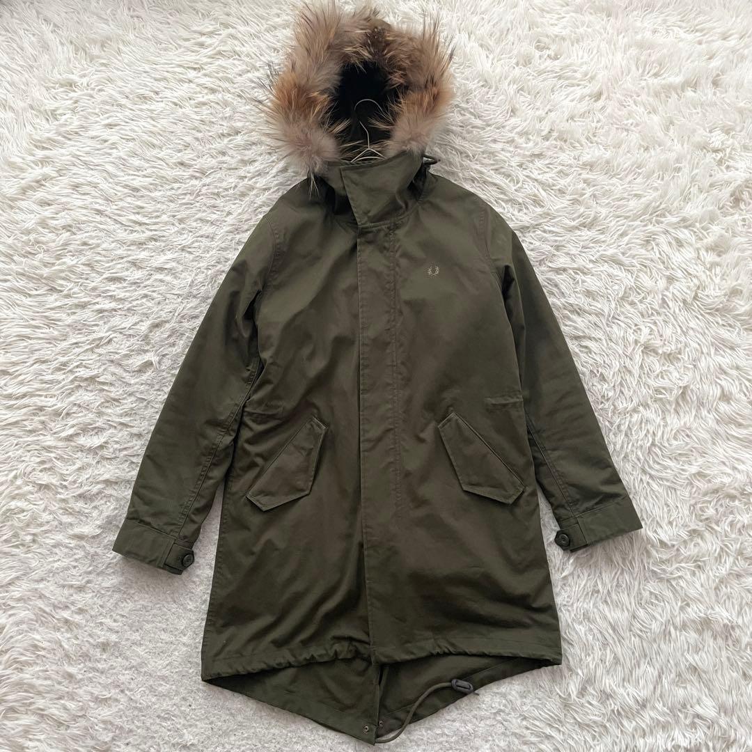 FRED PERRY 刺繍　2way ファー　モッズ　コート　ライナー付き