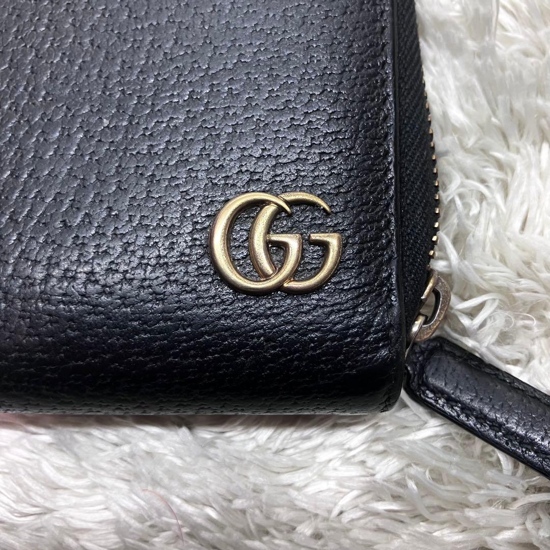 美品✨GUCCI マーモント ラウンドジップ 長財布 シボ革