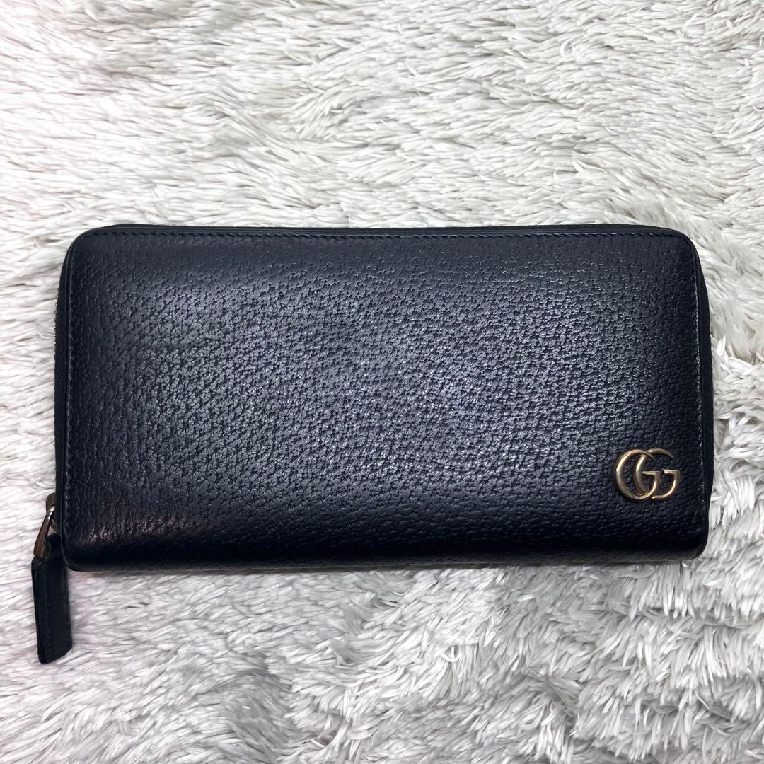 美品✨GUCCI マーモント ラウンドジップ 長財布 シボ革