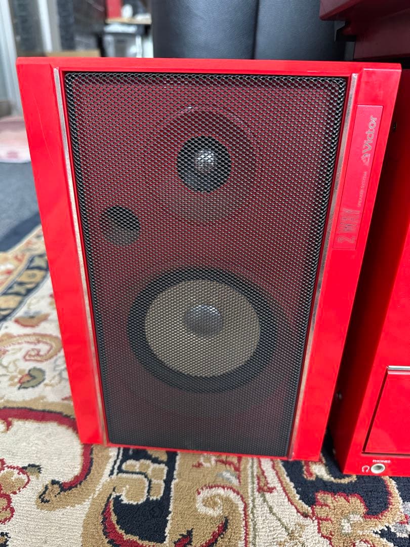 Victor 赤 ブラウン管テレビ・スピーカーセット