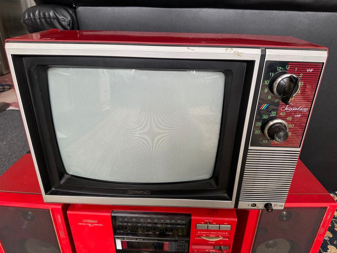 Victor 赤 ブラウン管テレビ・スピーカーセット