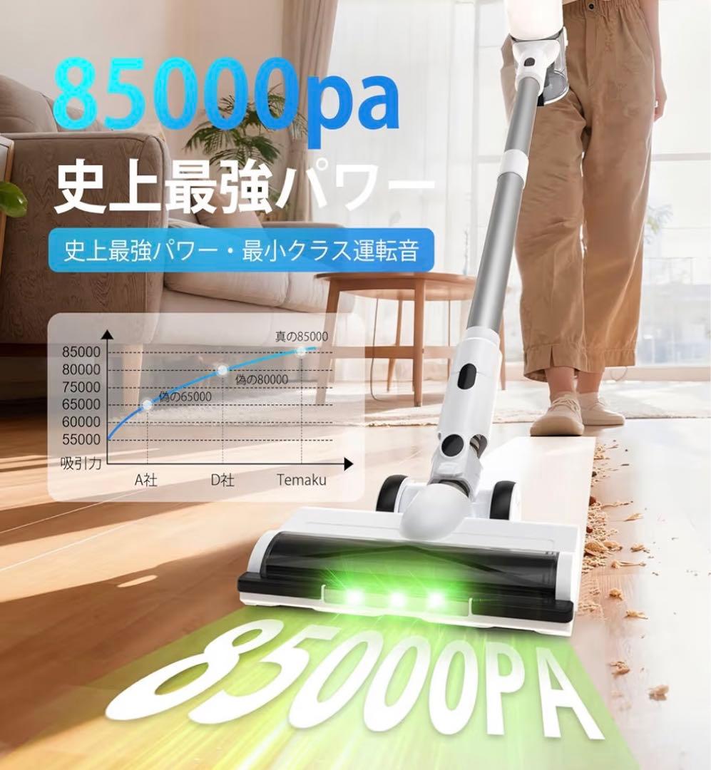 掃除機 コードレス 除菌機能 85Kpa 真超強力吸引 12層HEPA濾過