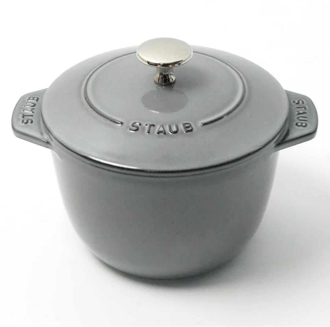 【美品】staub ラ・ココット de GOHAN M 16cm グレー