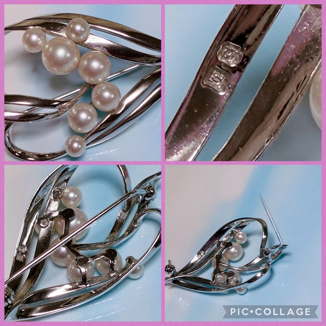 ミキモトブローチ✨エレガントなリーフモチーフ