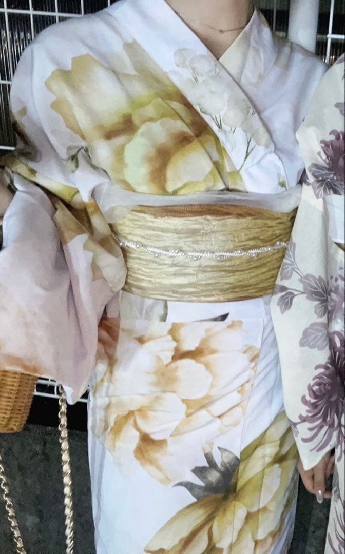 sugar 浴衣・帯・下駄3点セット アンニュイイエローフラワー浴衣