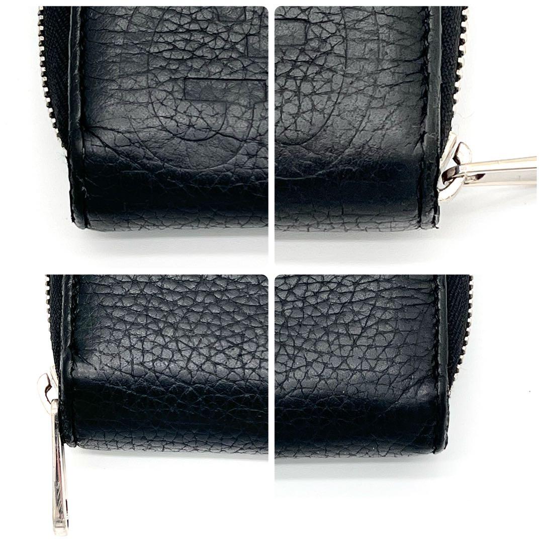 【美品】GUCCI ラウンドファスナー　エンボス　ジャンボＧＧ　ブラック