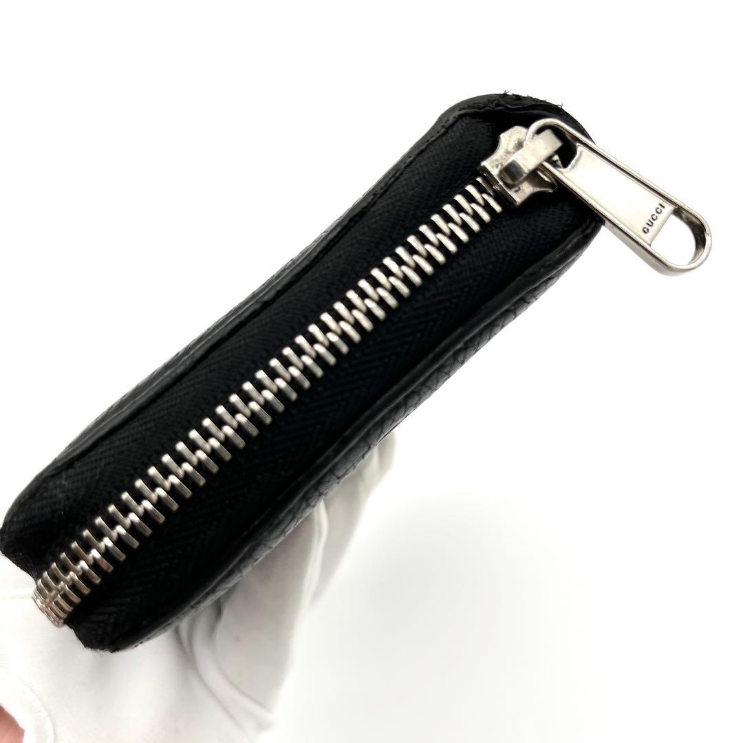 【美品】GUCCI ラウンドファスナー　エンボス　ジャンボＧＧ　ブラック