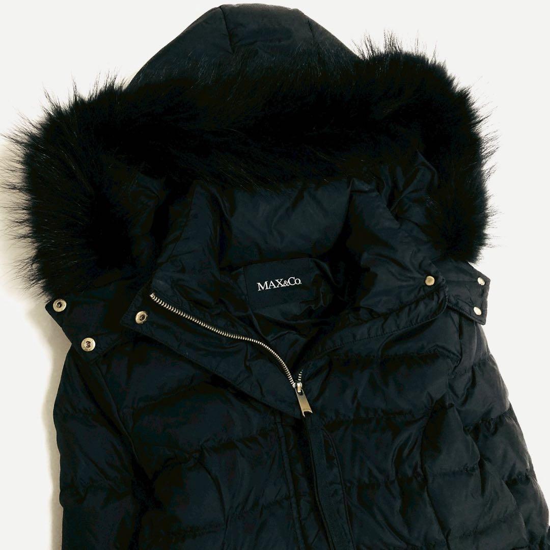 現行✨️マックスマーラ ラクーンファー　バックリボン　ダウンコート　フーデット