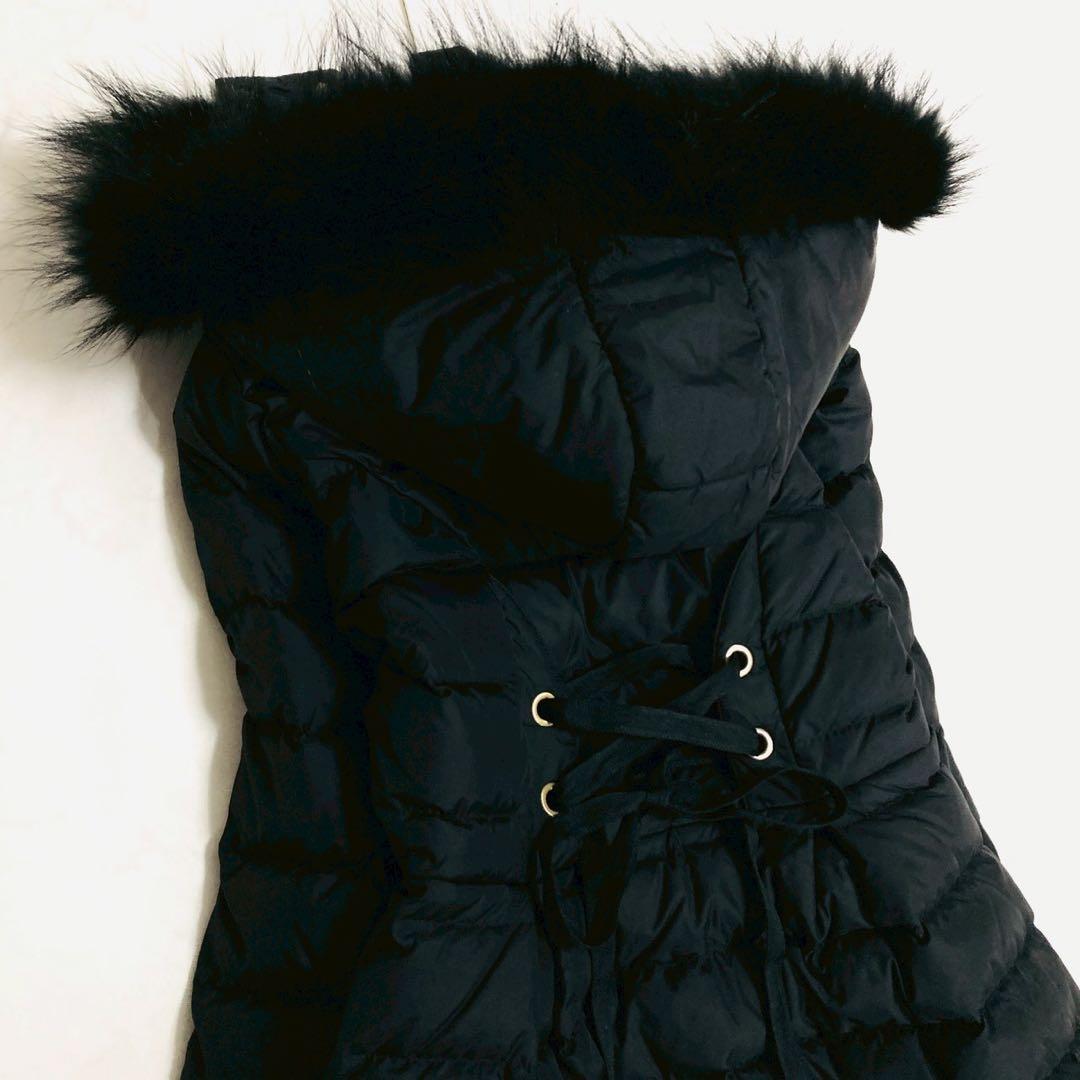 現行✨️マックスマーラ ラクーンファー　バックリボン　ダウンコート　フーデット