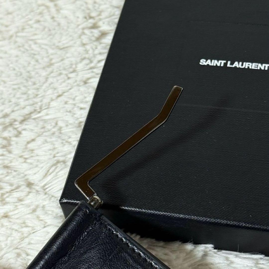 ⭐️未使用級⭐️　サンローラン　YSLカサンドラ　クロコ型押し　マネークリップ