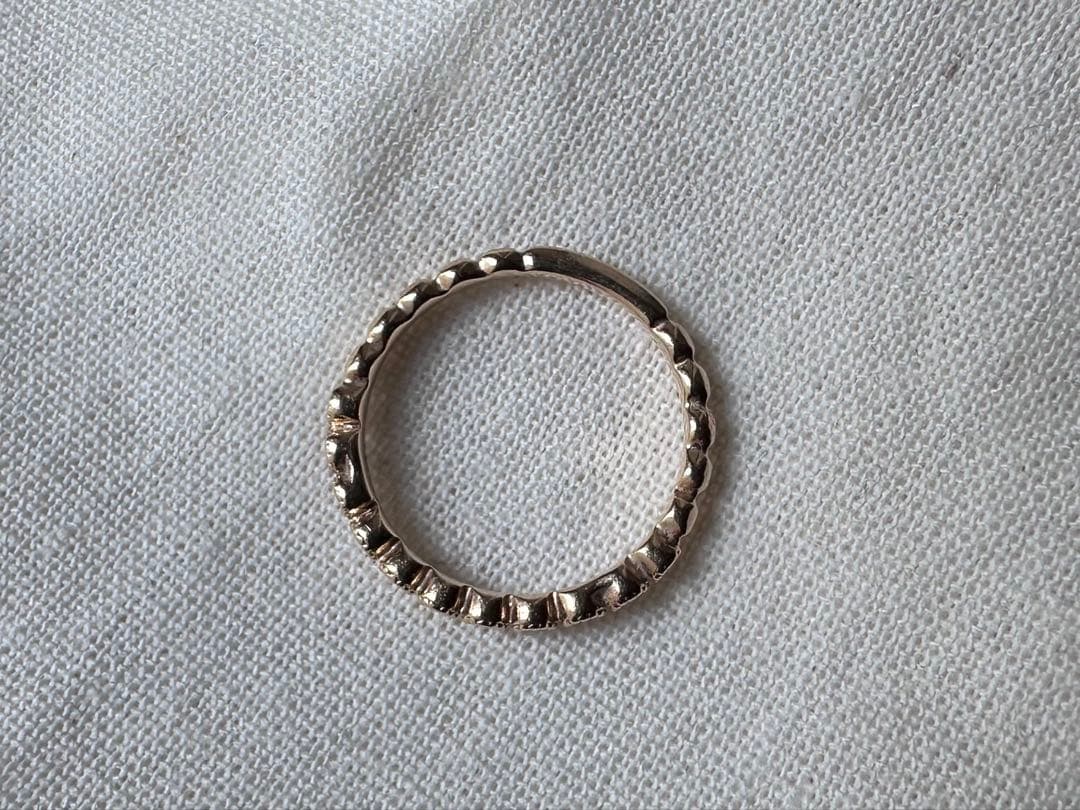 agete アガット　K10 ダイヤモンド　フリルリング　7号　11石