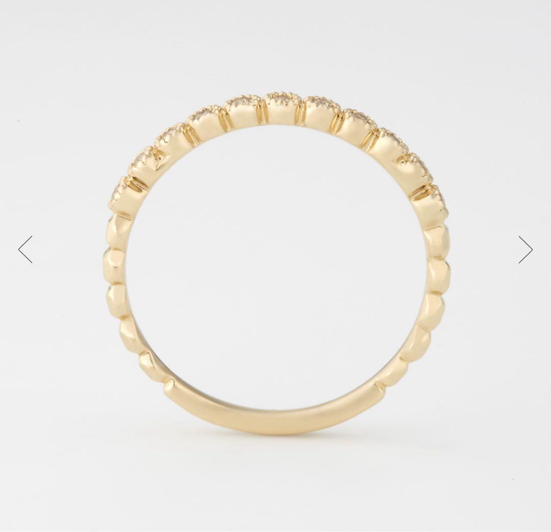 agete アガット　K10 ダイヤモンド　フリルリング　7号　11石