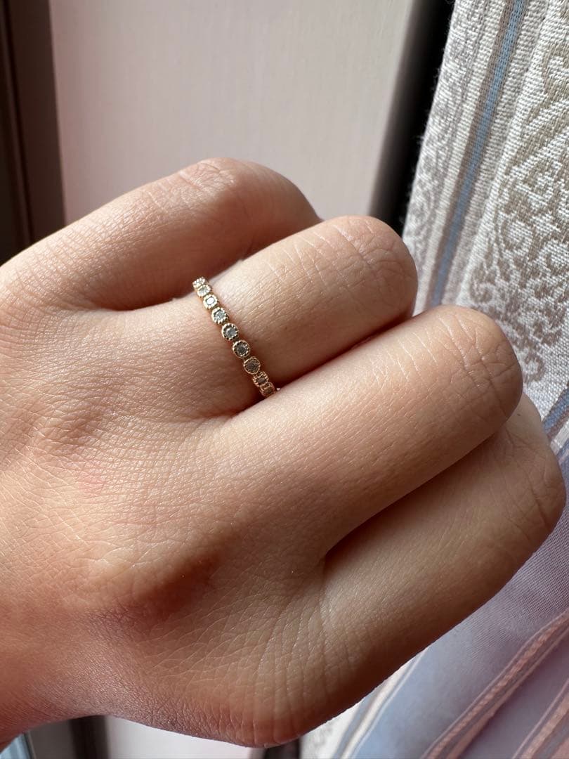 agete アガット　K10 ダイヤモンド　フリルリング　7号　11石