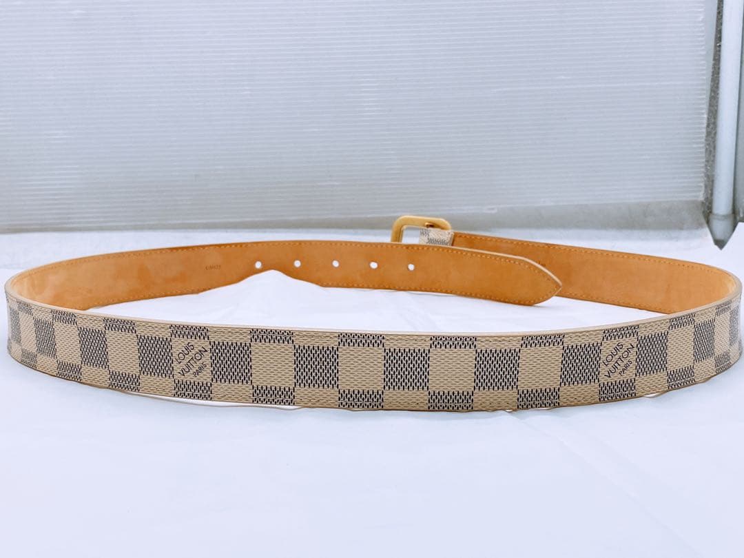 ヴィトン ベルト ダミエ アズール 95/38 白 M9730 サンチュール ①