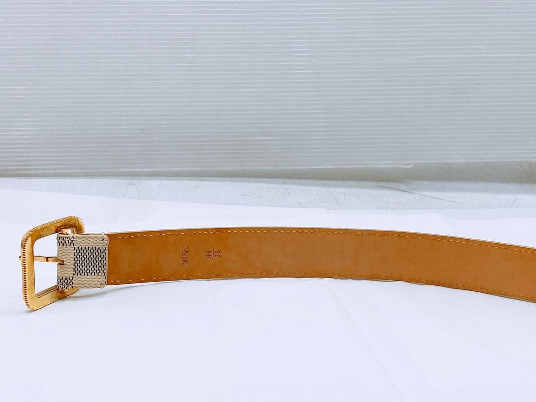 ヴィトン ベルト ダミエ アズール 95/38 白 M9730 サンチュール ①