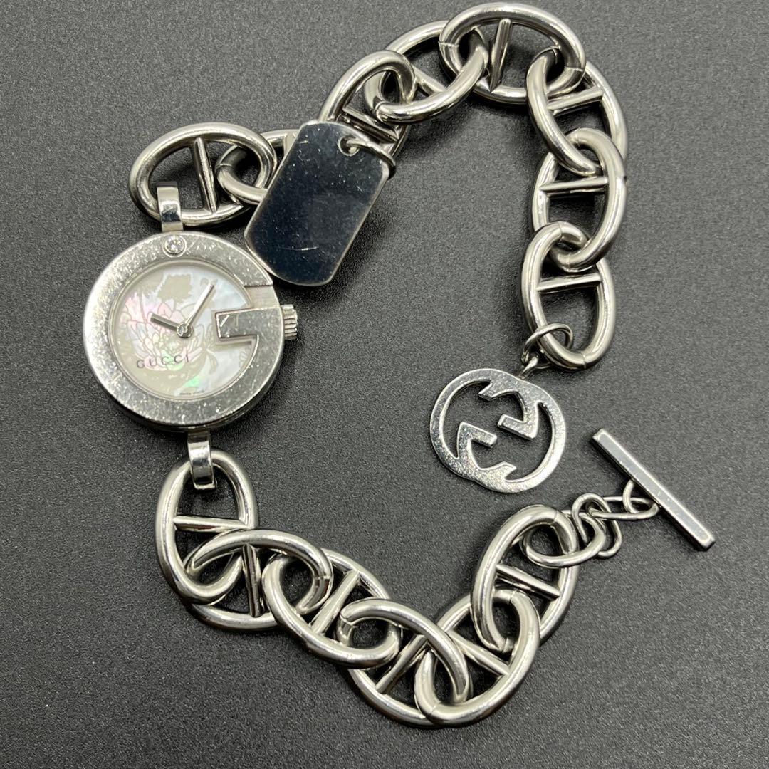 GUCCI 腕時計 チャームブレス ウォッチ GG シルバー 107
