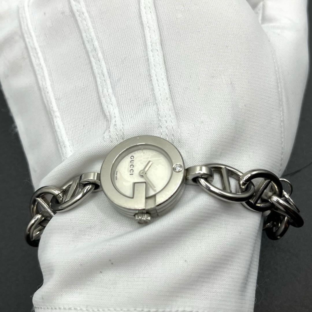 GUCCI 腕時計 チャームブレス ウォッチ GG シルバー 107