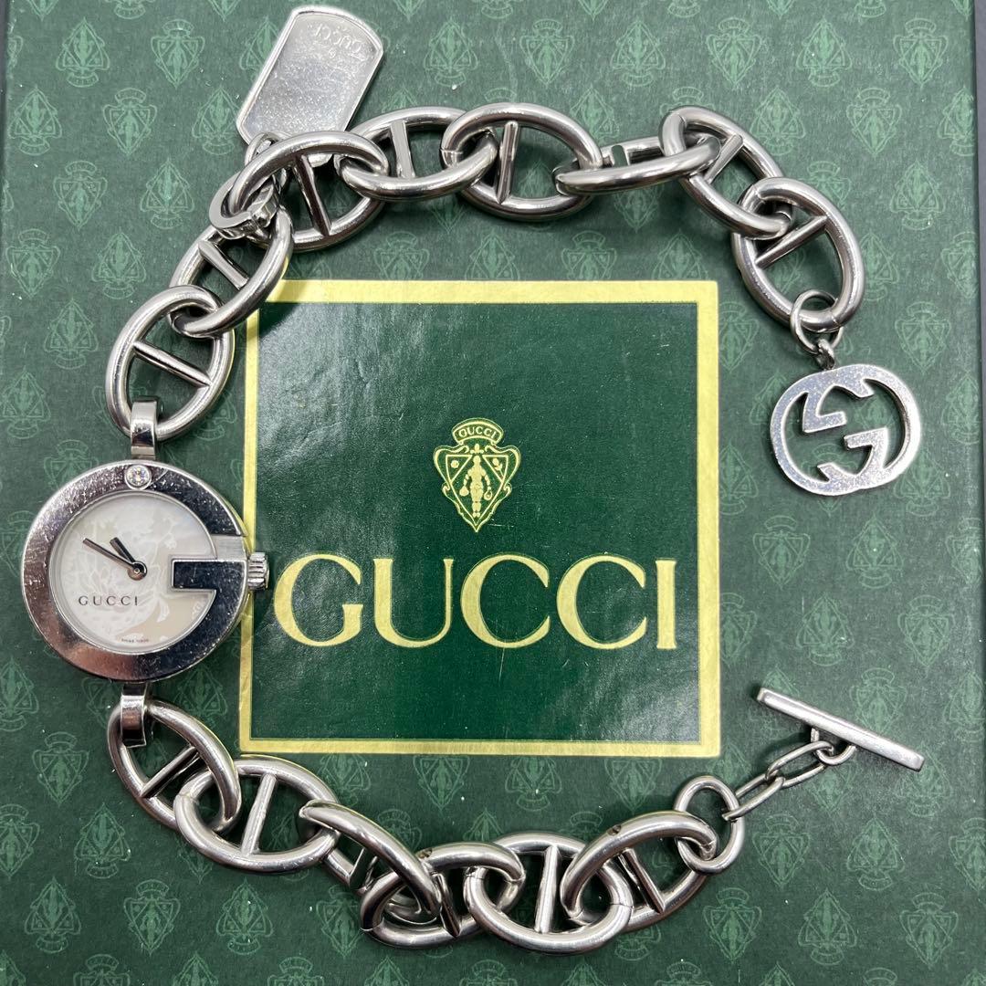 GUCCI 腕時計 チャームブレス ウォッチ GG シルバー 107
