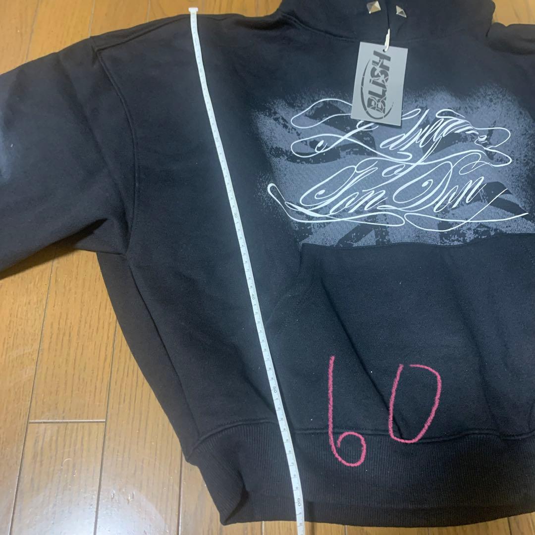 Blish stu ブラック フード付き パーカー ユニオンジャック