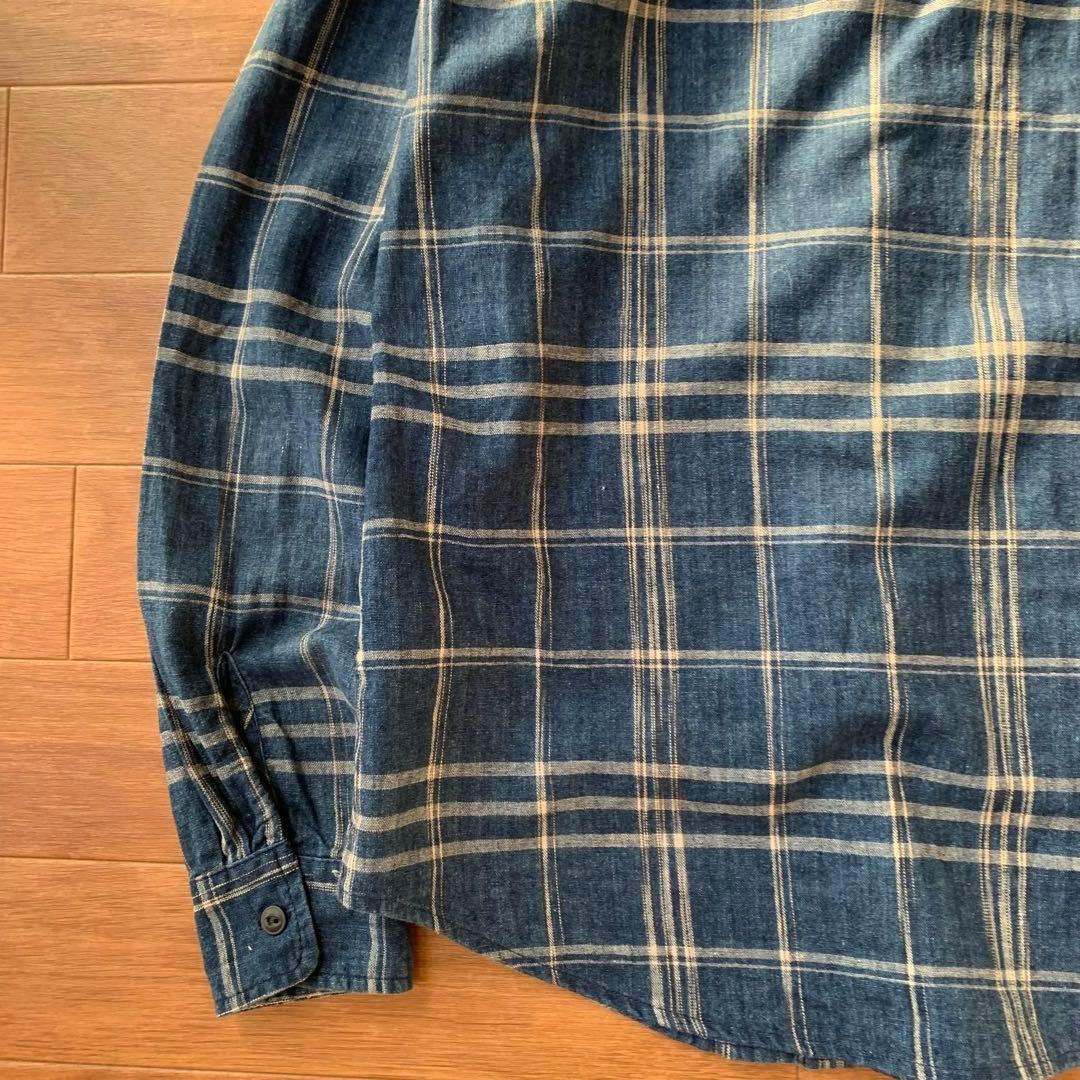 D&S ラルフローレン コットンリネン インディゴ ワークシャツ 猫目ボタン