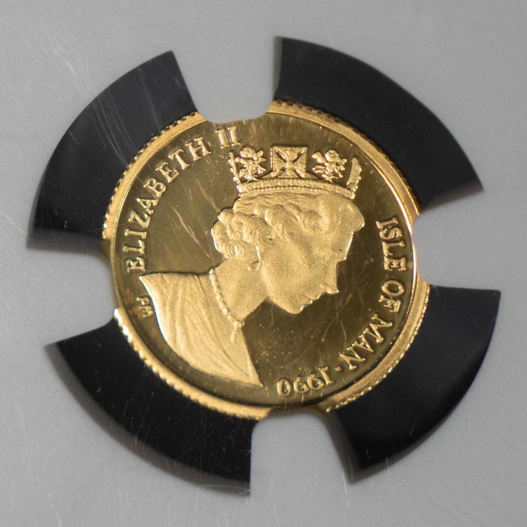 1990 マン島 クラウン キャット金貨 NGC MS67 1/25 エリザベス