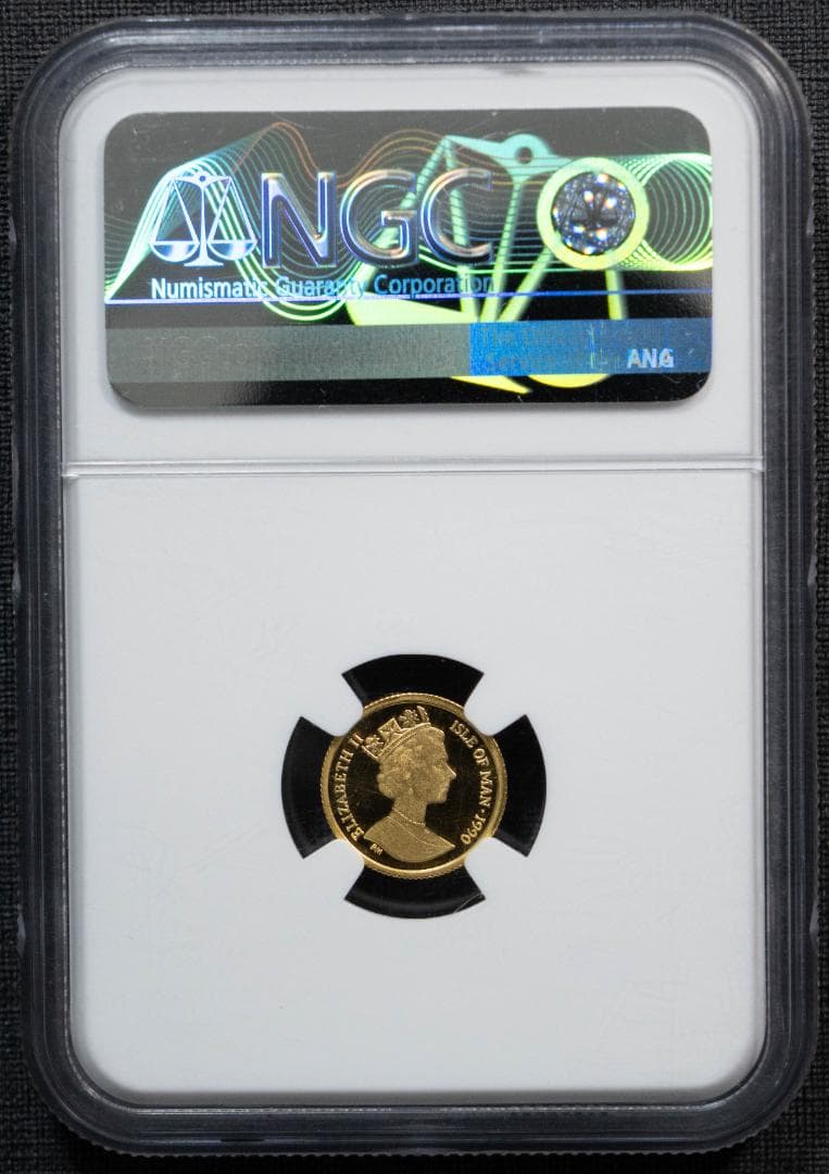 1990 マン島 クラウン キャット金貨 NGC MS67 1/25 エリザベス