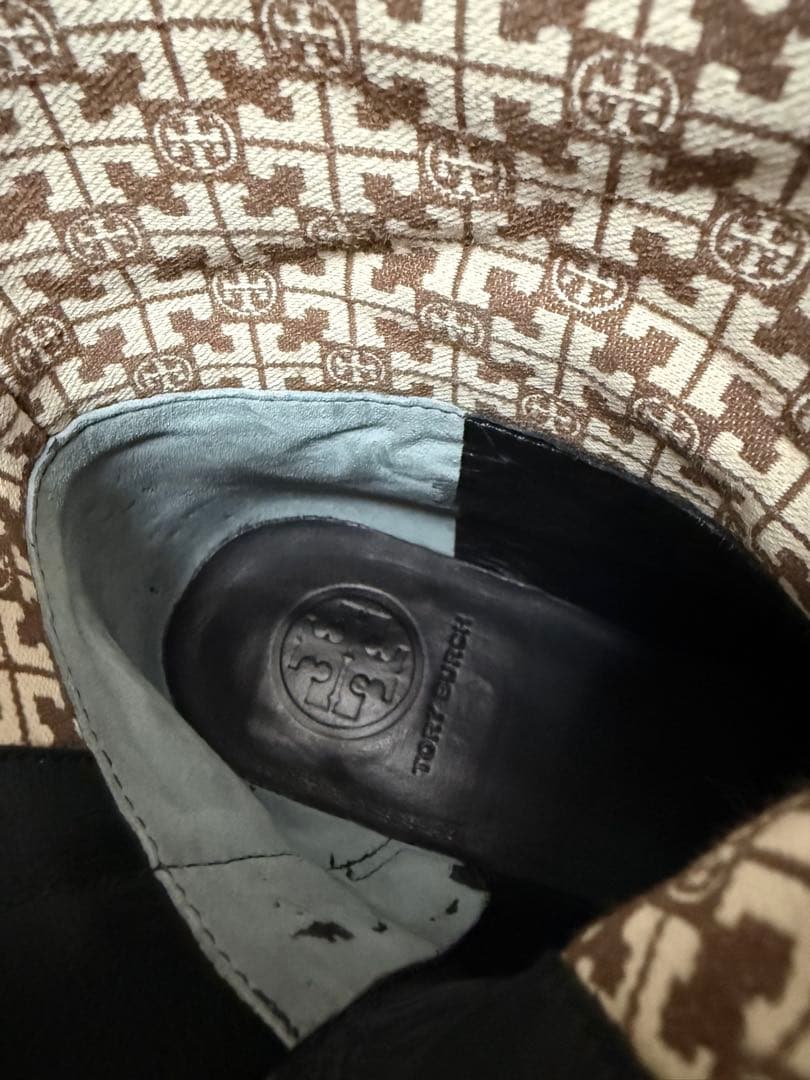 トリーバーチブラックレザー ロングブーツ