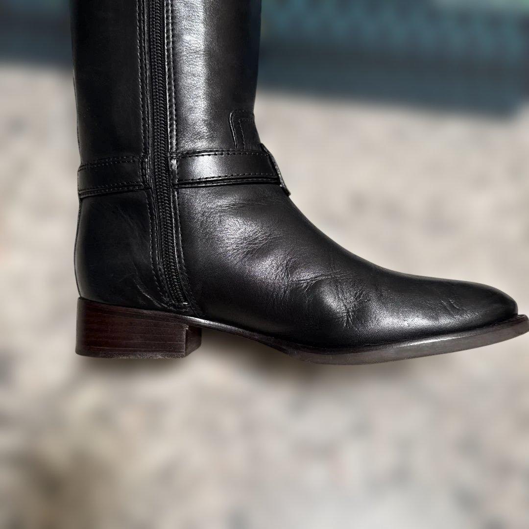 トリーバーチブラックレザー ロングブーツ