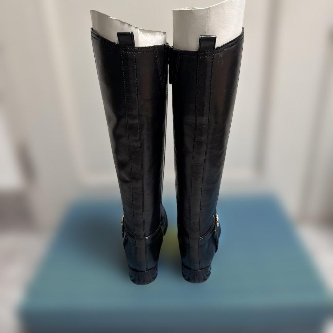 トリーバーチブラックレザー ロングブーツ