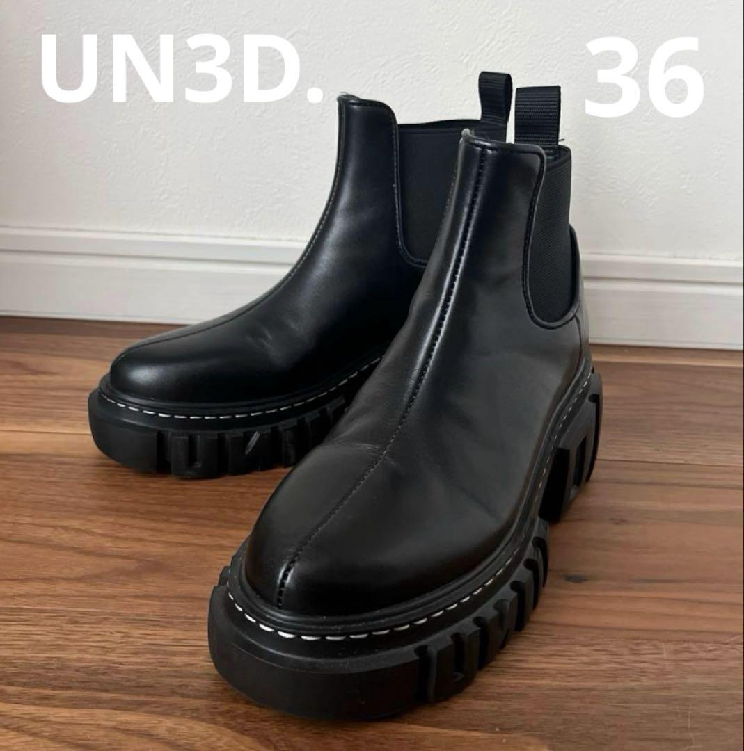UN3D. 　アンスリード　SOLE SHORT BOOTS 36 ブラック