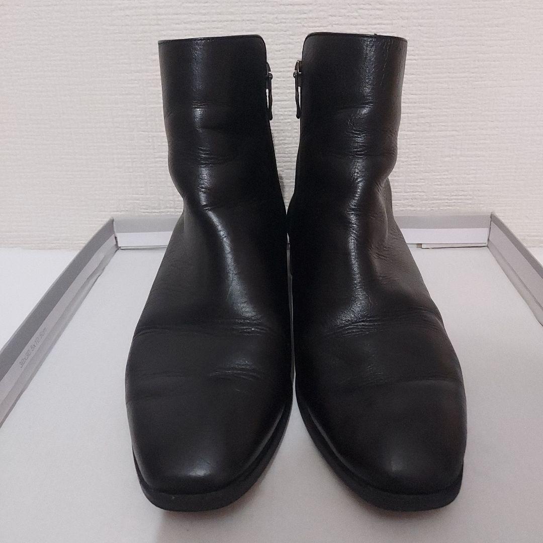 ダイアナ サイドジップ ショートブーツ 24cm　黒レザー　ゴールドライン　本革