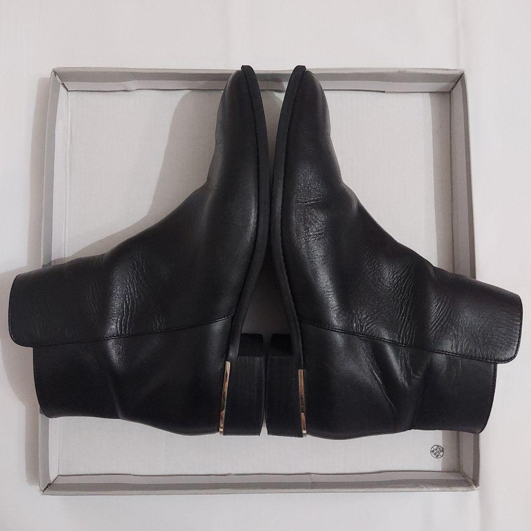 ダイアナ サイドジップ ショートブーツ 24cm　黒レザー　ゴールドライン　本革