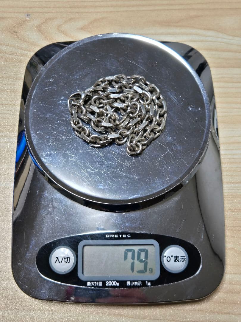 本物 シルバー925 極太ネックレス 幅7ミリ 50cm 重さ79g チェーン