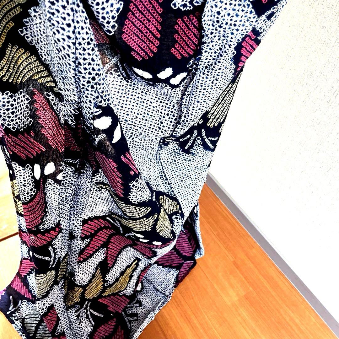 有松鳴海絞り夏着物 浴衣 大輪花繋ぎ菖蒲柄 洗い済み