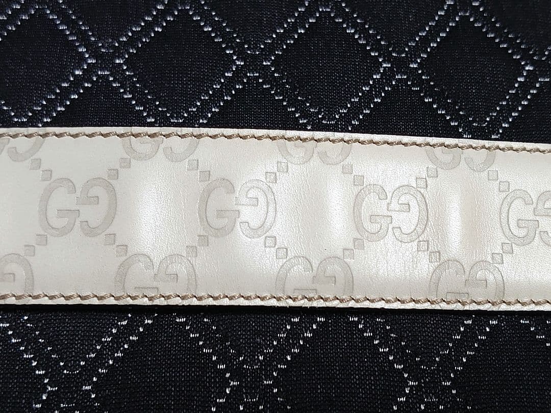 【レア】GUCCI レザーシマベルト インターロッキング ＧＧバックルベルト
