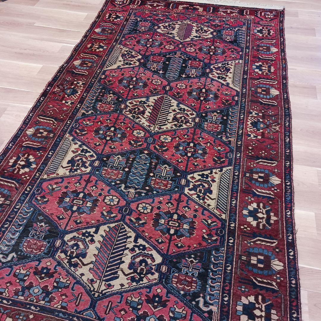 Y3071 バクティアリ産 ウール 手織絨毯 307×169㎝ トライバルラグ