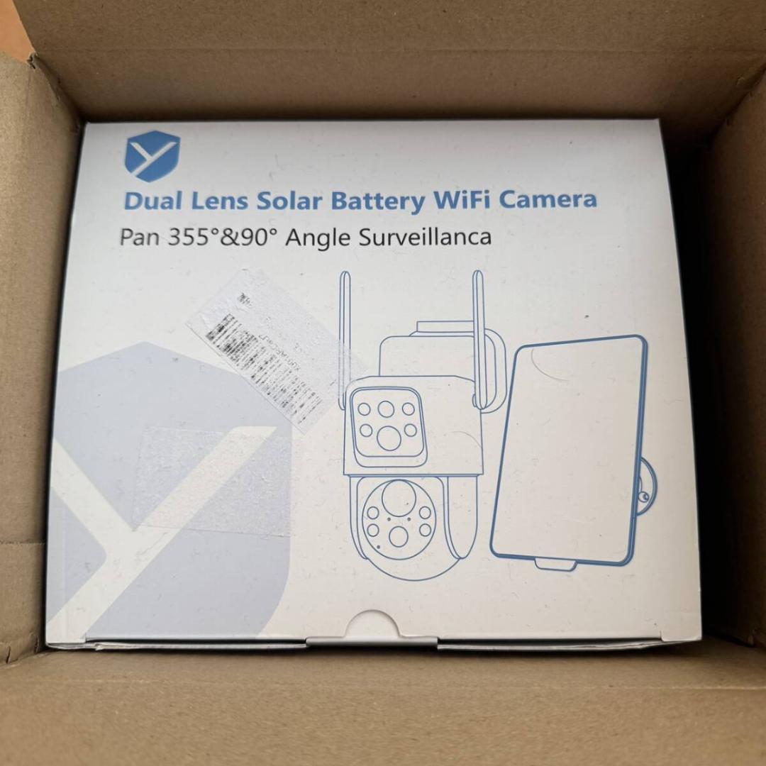 デュアルレンズ防犯カメラ 屋外ソーラー 360°死角なし監視 6W太陽光