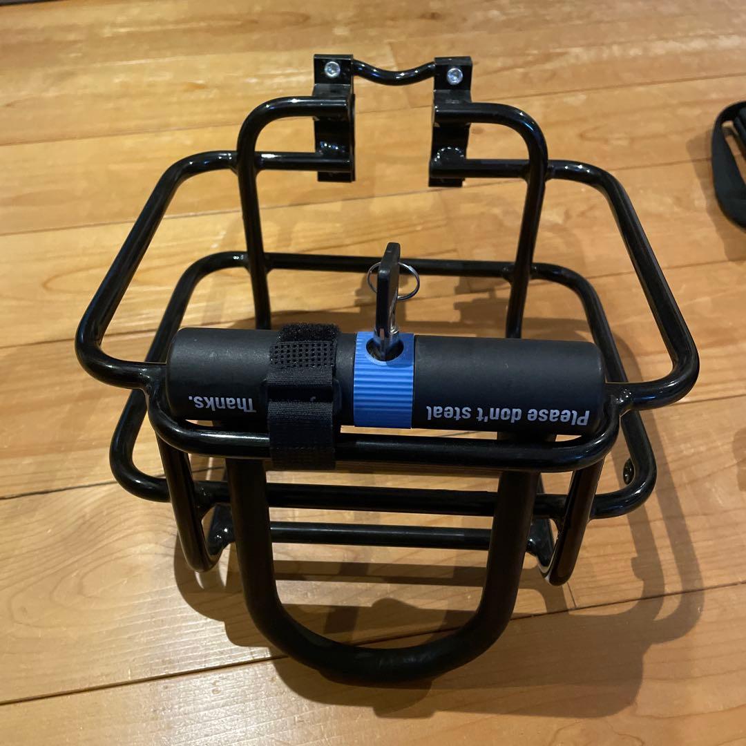 PDW自転車用フロントバスケット　ブルーラグ鍵付　本日特価