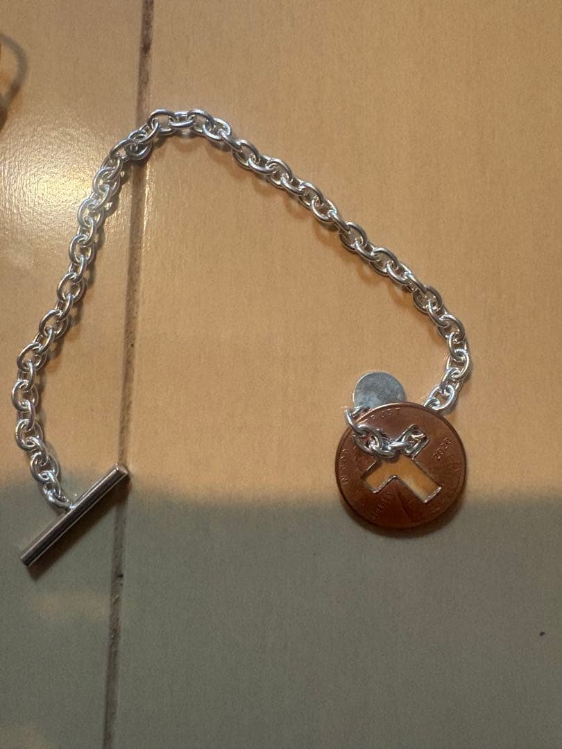 新品未使用Lucky Penny T-Bar Silver Bracelet