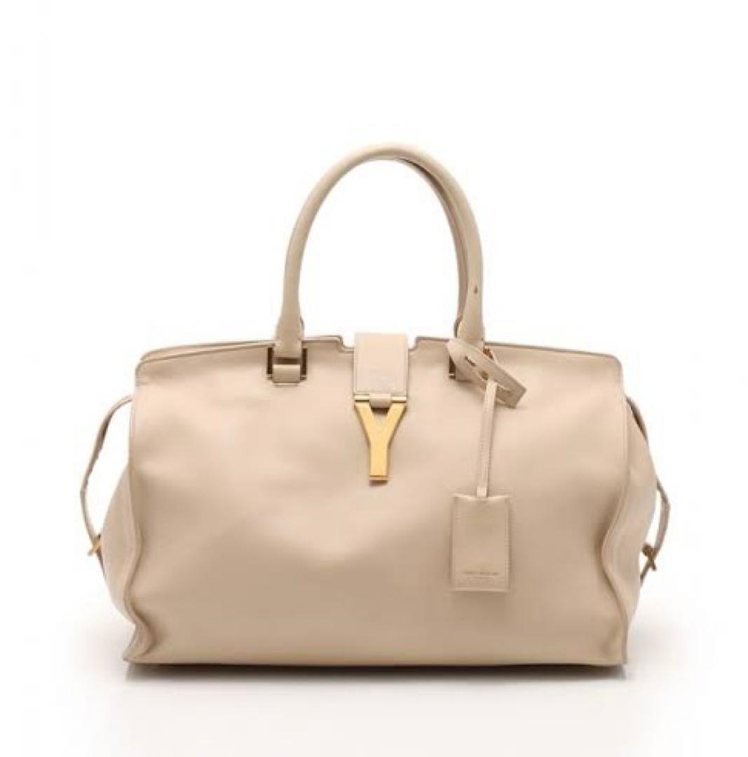 サンローラン　YVES SAINTLAURENT Yラインハンドバッグベージュ