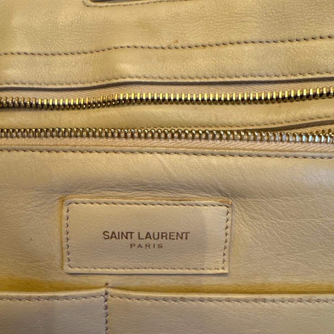 サンローラン　YVES SAINTLAURENT Yラインハンドバッグベージュ