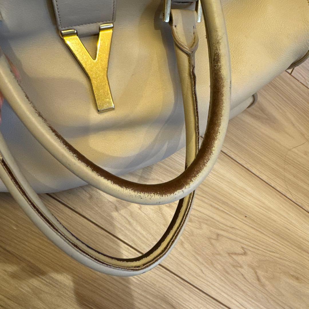 サンローラン　YVES SAINTLAURENT Yラインハンドバッグベージュ