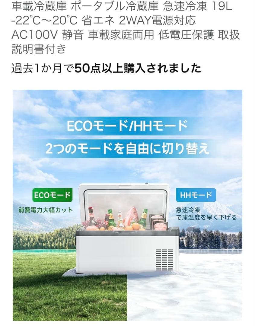 Teenook ポータブル冷蔵庫　急速冷凍　19L