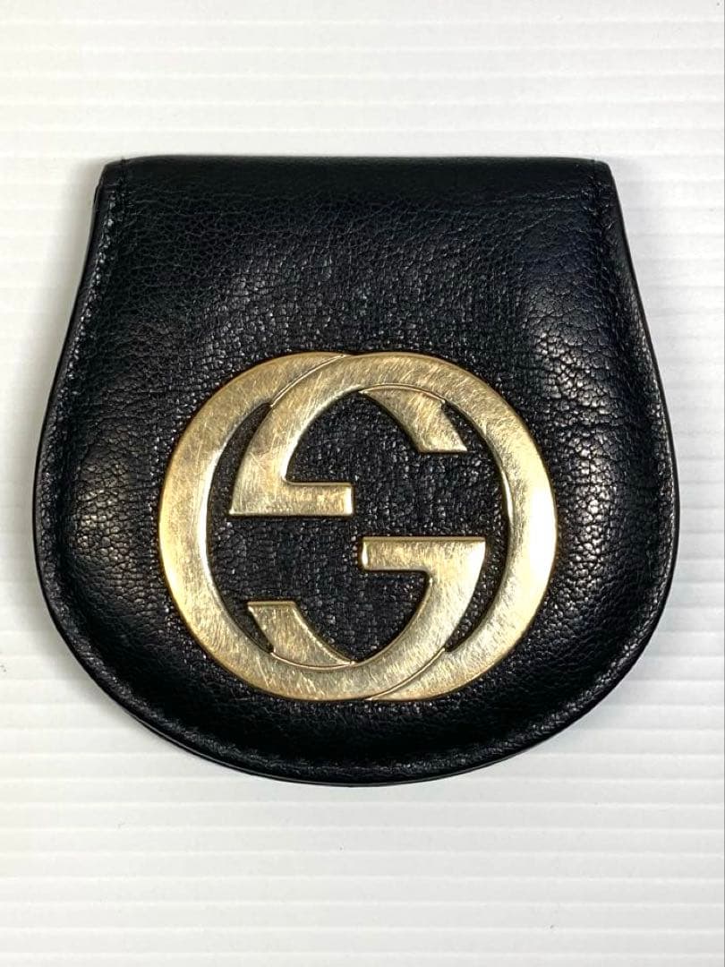 良品　グッチ　インターロッキング　レザー　馬蹄型　ケース　小銭入れ